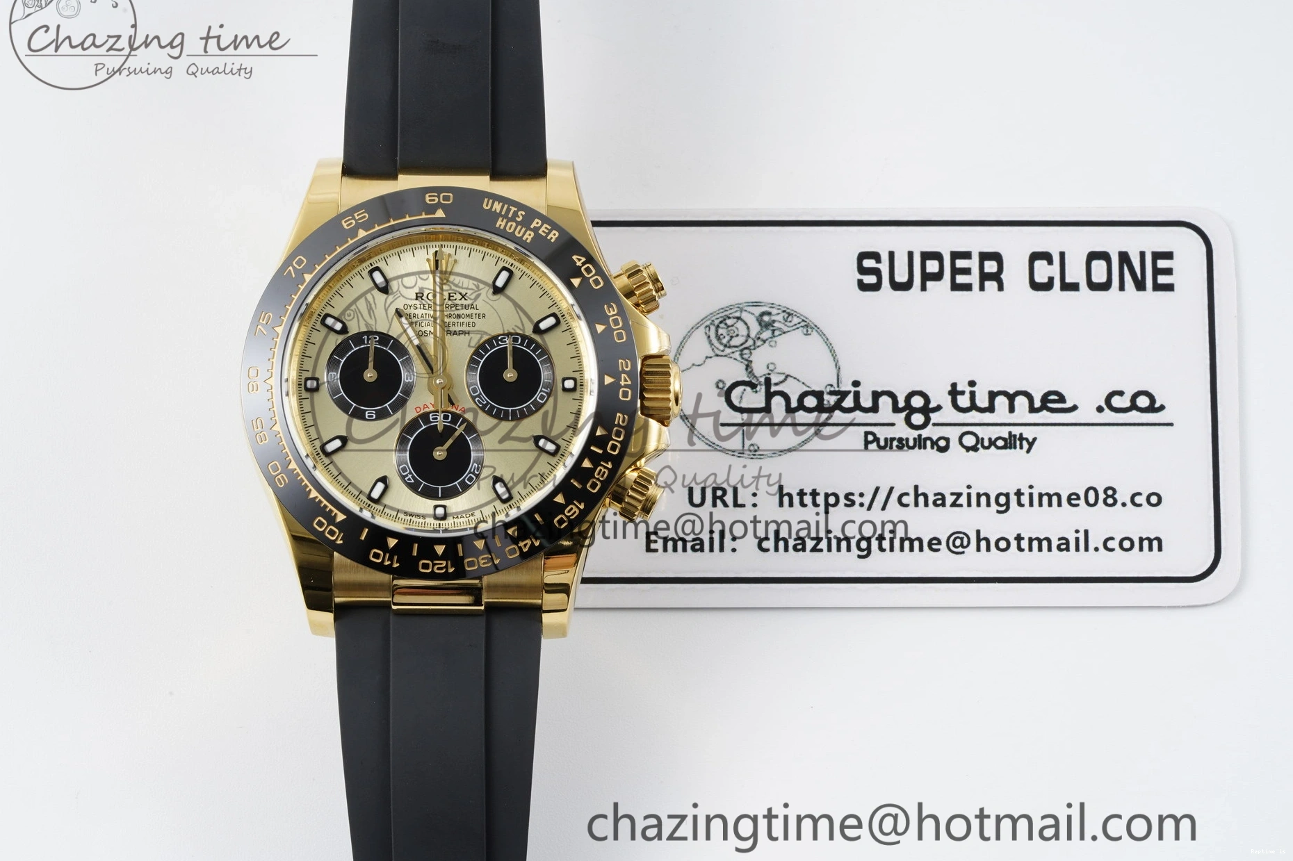 1222 OnTrend Daytona 116518 BTF 1:1 Best Edition YG Black Dial on Oysterflex Rubber Strap SA4130 V 2260